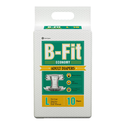 B-FIT Adult Diaper Economy Tape Style - Medium Size - Pack of 12 (Unit Count 120)