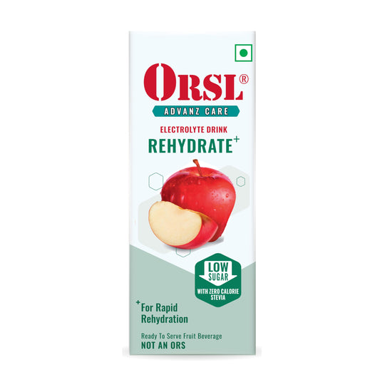 ORSL Advanz Care Electrolyte Drink Rehydrate+ Apple Flavour - Packet of 200 ml Liquid