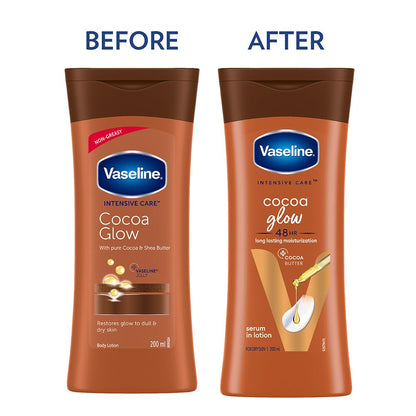 Vaseline Cocoa Glow Serum In Lotion, 400 ml | 100% Pure Cocoa & Shea Butter for Glowing & Soft Skin