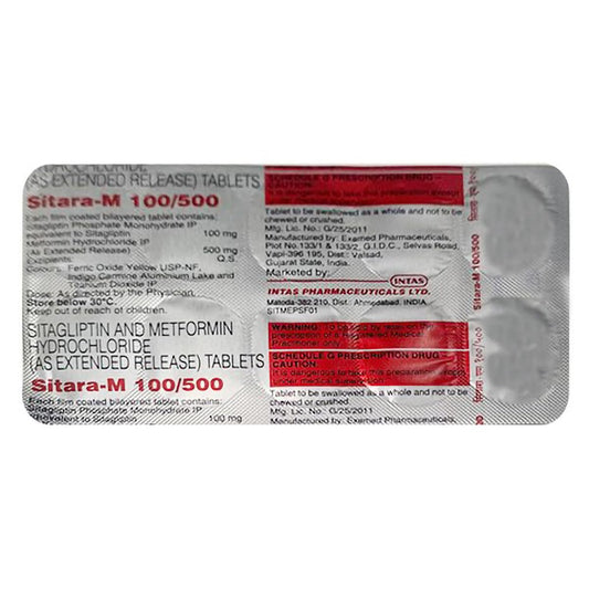 Sitara M 100/500 mg - Strip of 10 Tablets