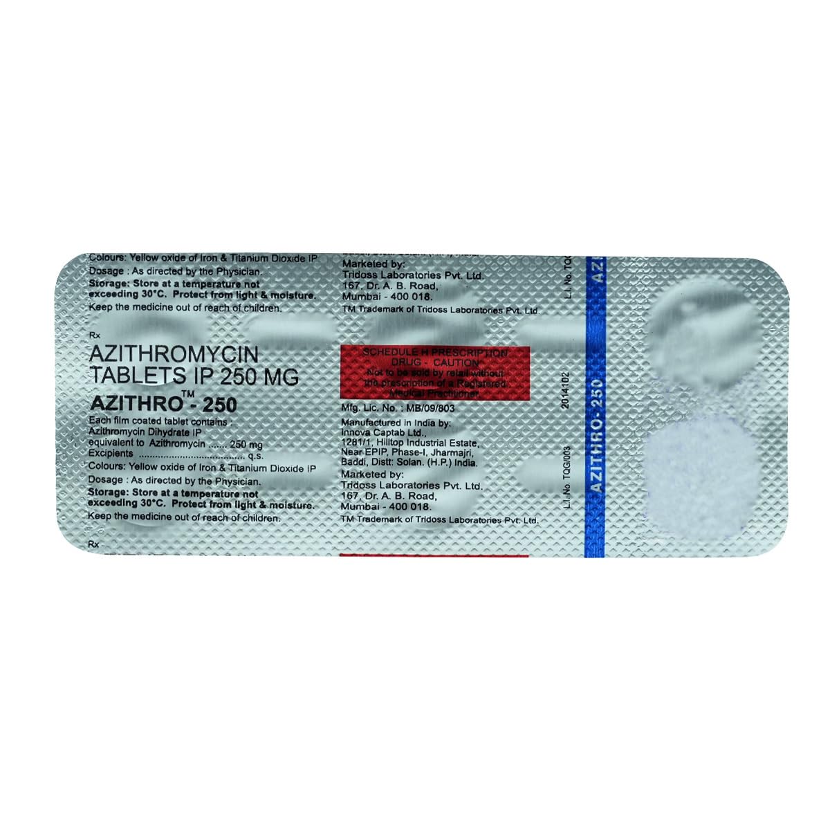 AZITHRO-250 - Strip of 6 Tablets