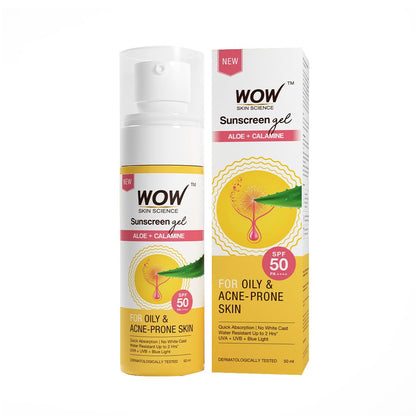 WOW Skin Science Sunscreen Gel For All Skin Types | SPF 55 PA++++ | With Glutathione & Aloe Vera Extract | Lightweight | Quick Absorbing | No White Cast | UVA & UVB Protection | 10 ml