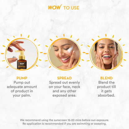 WOW Skin Science Sunscreen Gel For All Skin Types | SPF 55 PA++++ | With Glutathione & Aloe Vera Extract | Lightweight | Quick Absorbing | No White Cast | UVA & UVB Protection | 10 ml