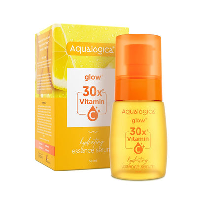 Aqualogica Glow+ 30X* Vitamin C Hydrating Essence Serum- 50ml | Brightens Skin I Power of 30X* Vitamin C I Lightweight & Non-sticky | For Men and Women