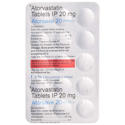 Atorsave 20 - Strip of 15 Tablets