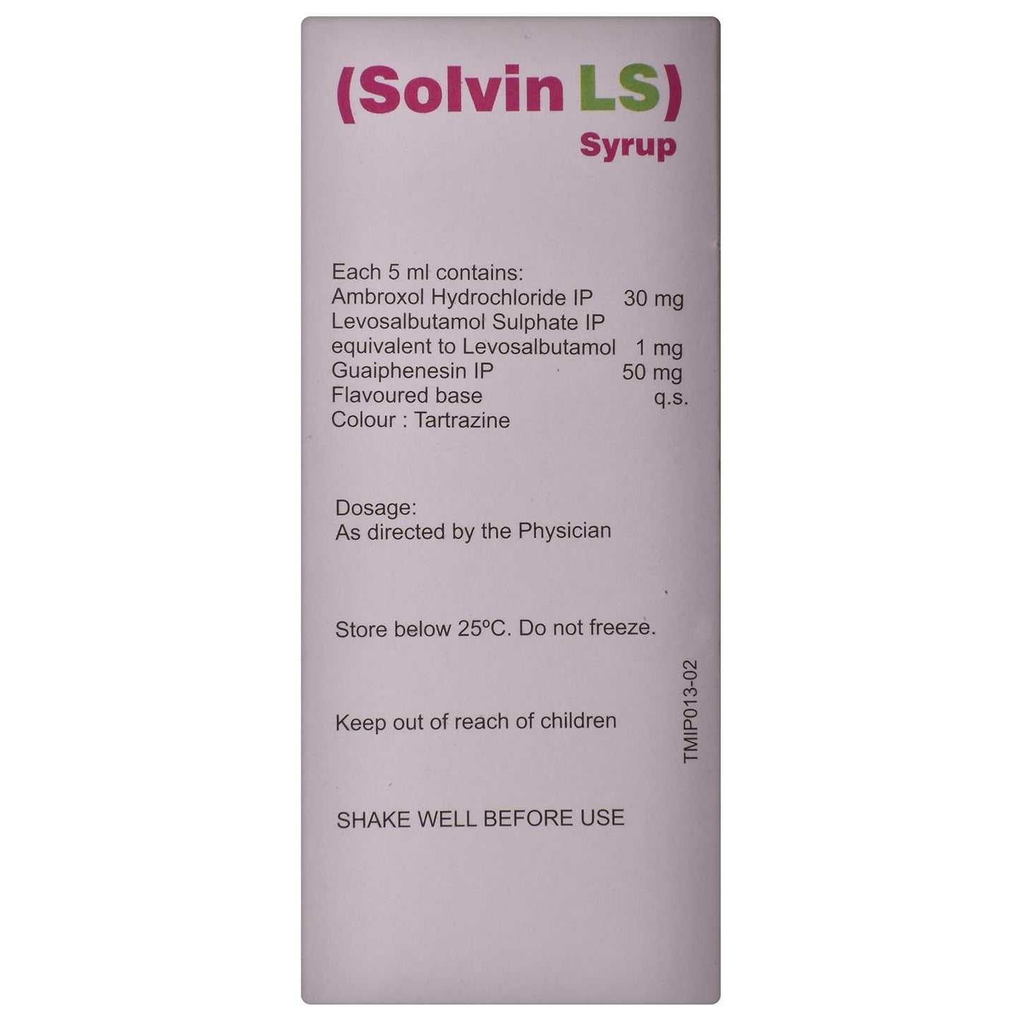 Solvin LS - Bottle of 100 ml Syrup