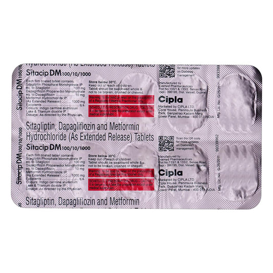 Sitacip Dm 100/10/1000 - Strip of 10 Tablets