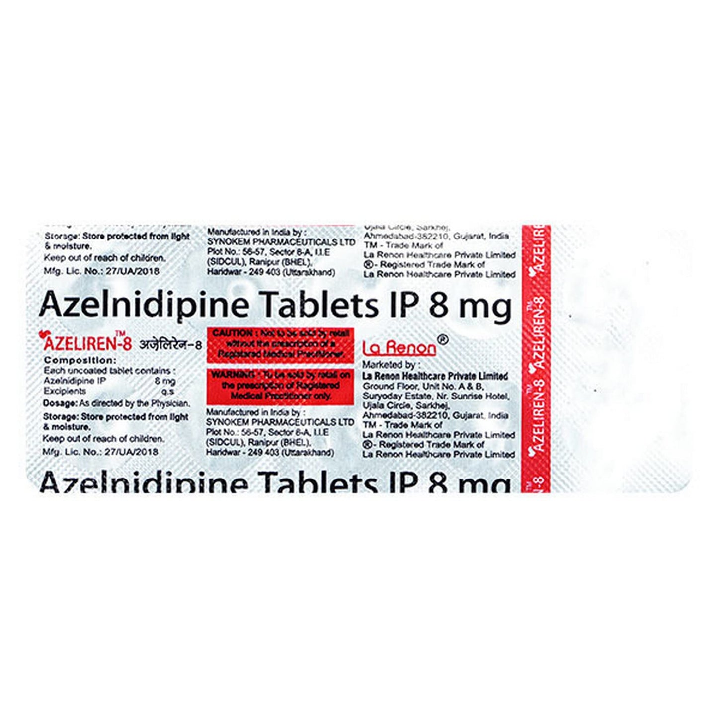 Azeliren-8MG - Strip of 10 Tablets