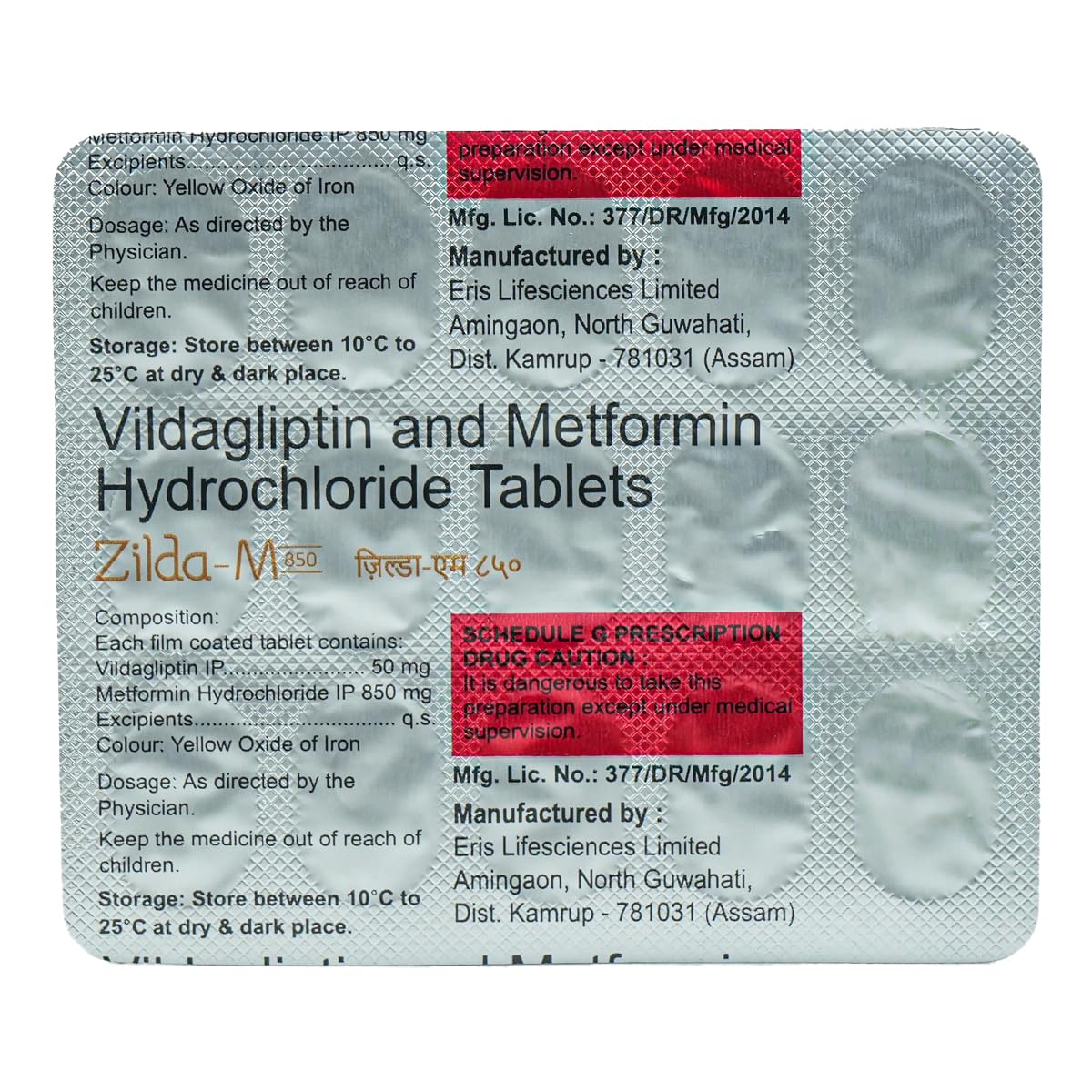 Zilda-M 850/50mg - Strip of 15 Tablets