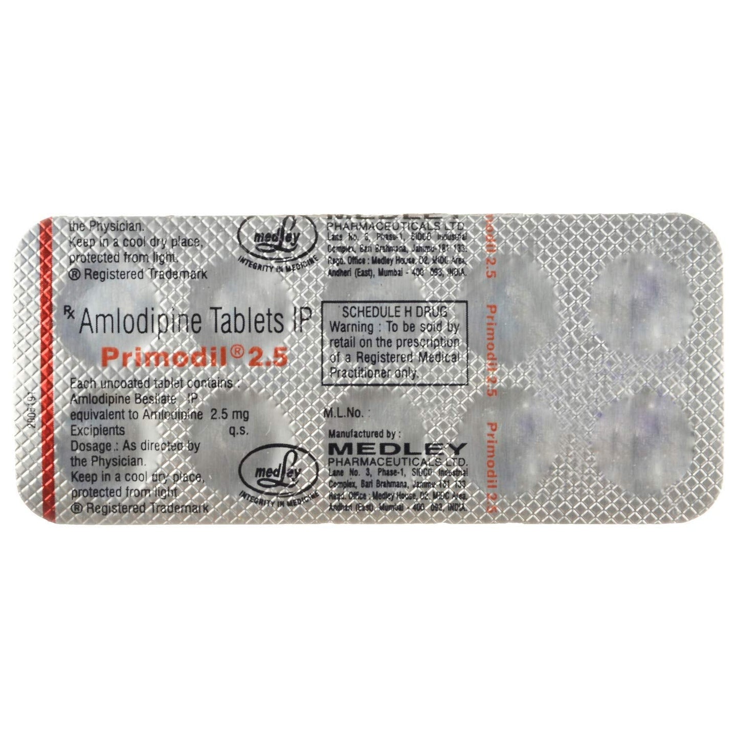 Primodil 2.5 - Strip of 10 Tablets