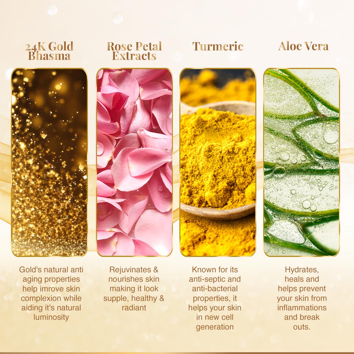 VLCC Gold Facial Kit, Bright & Glowing Skin - 60g | Pamper your Skin for a Luminous Glow | Parlour Glow with 24K Gold Bhasma, Rose Extracts, Turmeric & Aloe Vera.