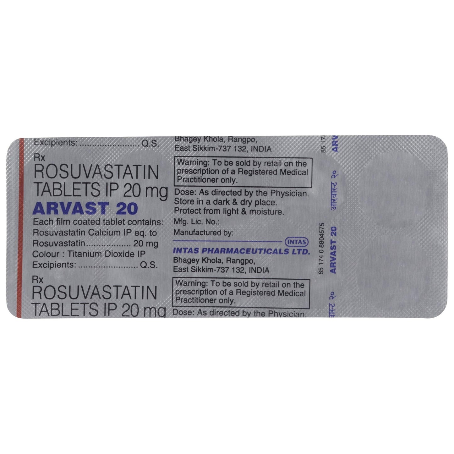 Arvast 20 - Strip of 10 Tablets