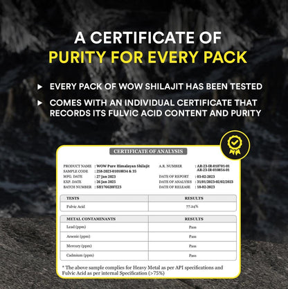 WOW Life Science Pure Himalayan Shilajit/Shilajeet Resin - 20g | Guaranteed 75%+ Fulvic Acid | Sourced from ~18,000 ft | For Stamina, Endurance & Strength | 100% Ayurvedic | Pack of 1