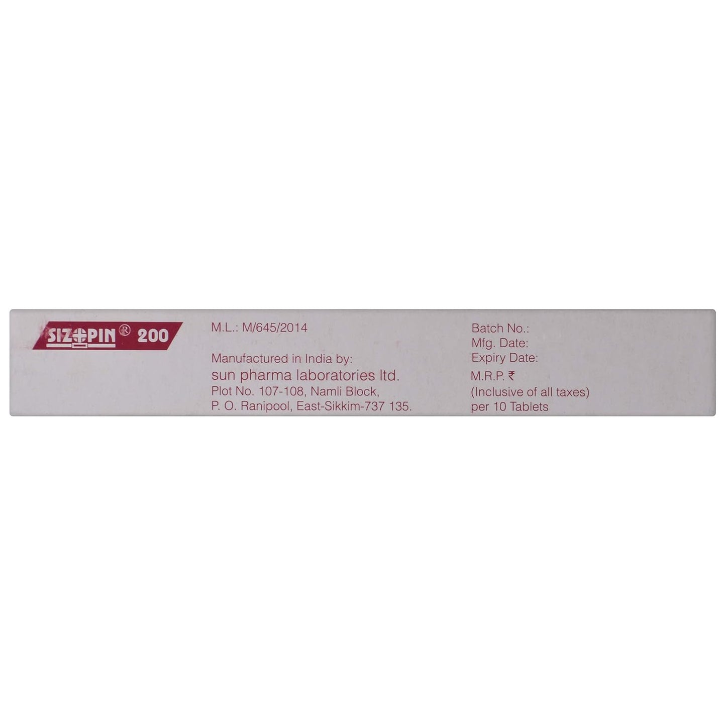 Sizopin 200 - Strip of 10 Tablets