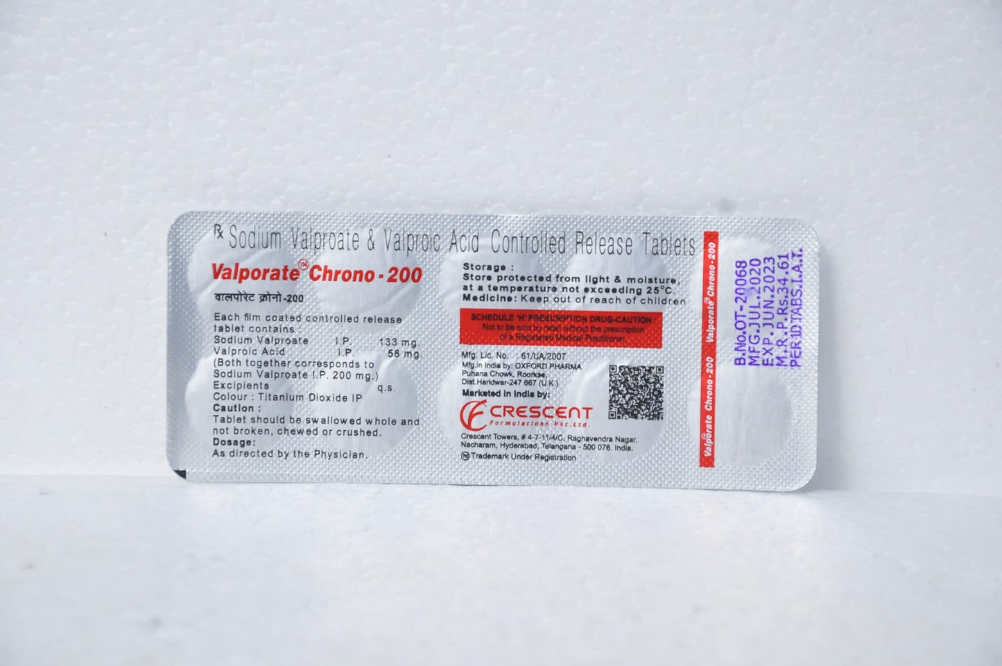 Valporate Chrono 200 - Strip of 10 Tablets