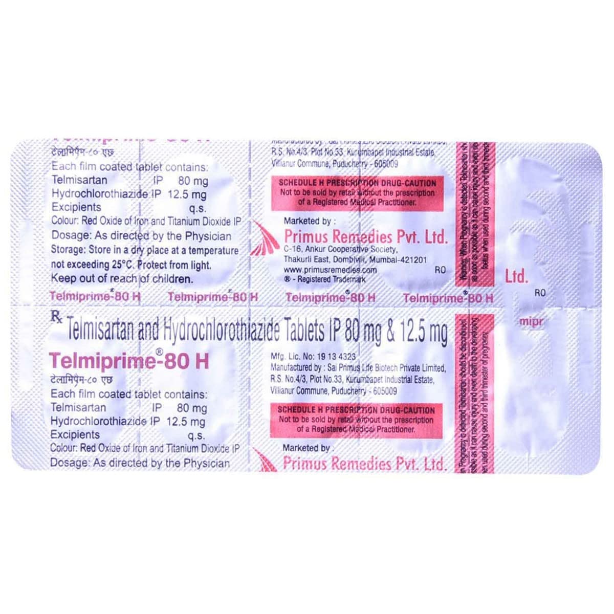 Telmiprime-80 H - Strip of 10 Tablets