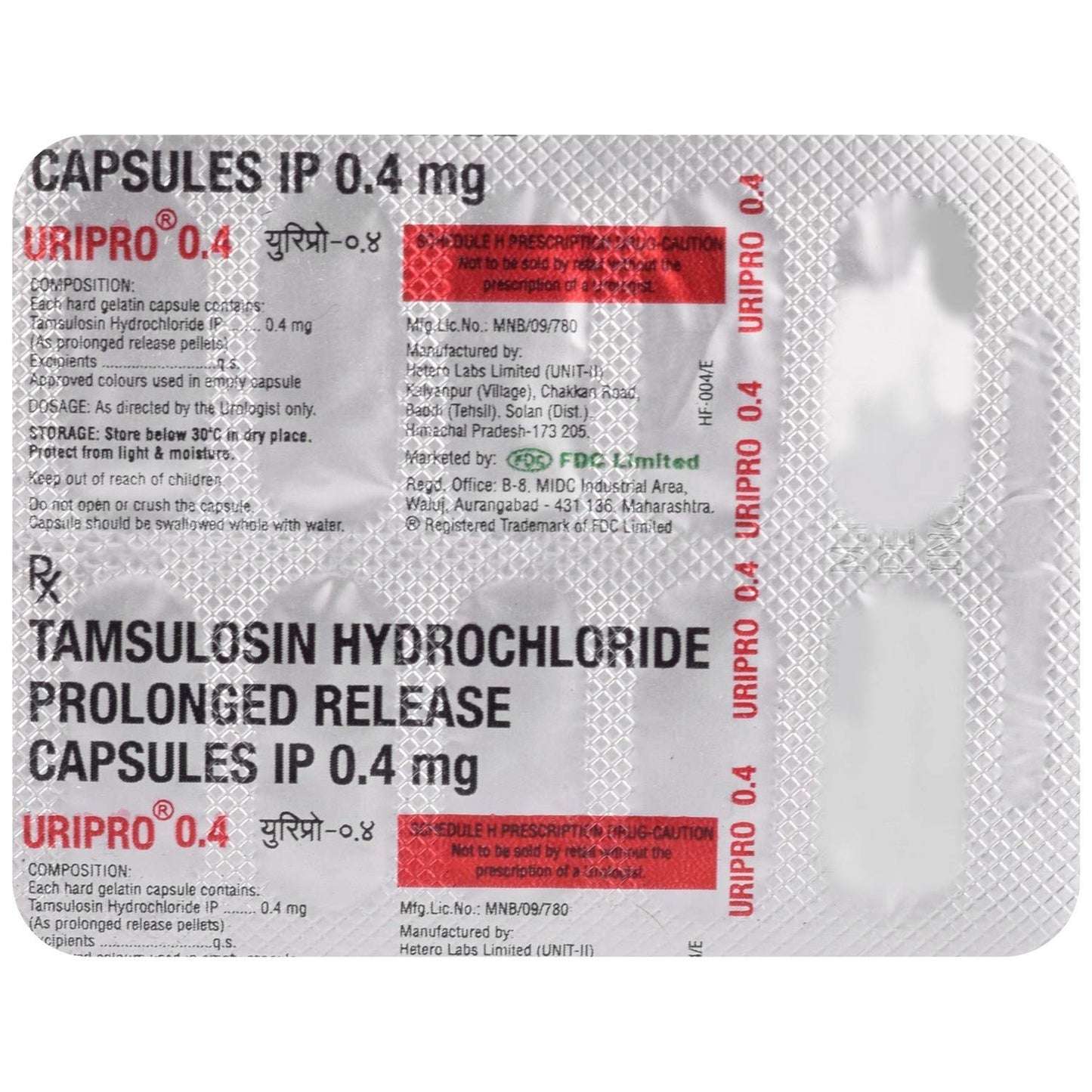 Uripro 0.4 - Strip of 10 Capsules