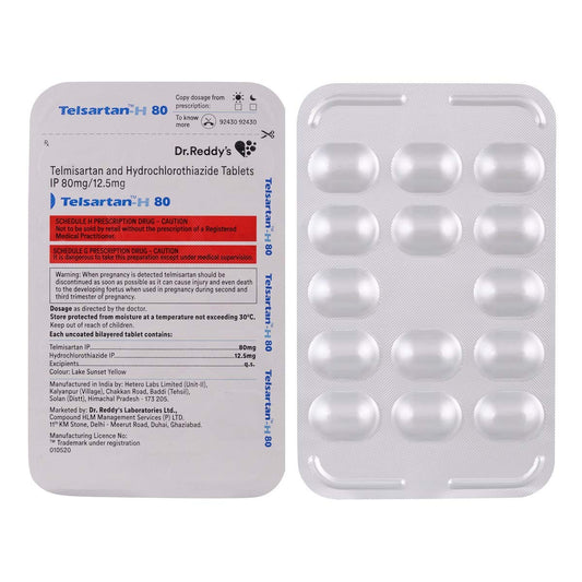 Telsartan-H 80mg - Strip of 14 Tablets