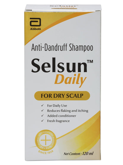 Abbott Selsun Daily Anti-Dandruff Shampoo 120 Ml ( 480Ml Pack Of 4 ), 4 Count