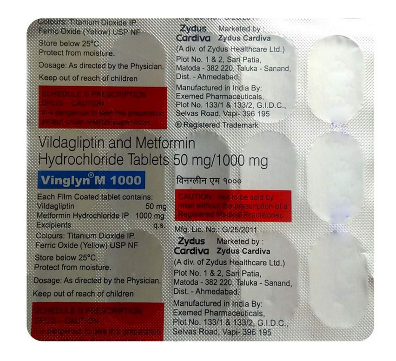 Vinglyn M 1000 - Strip of 15 Tablets