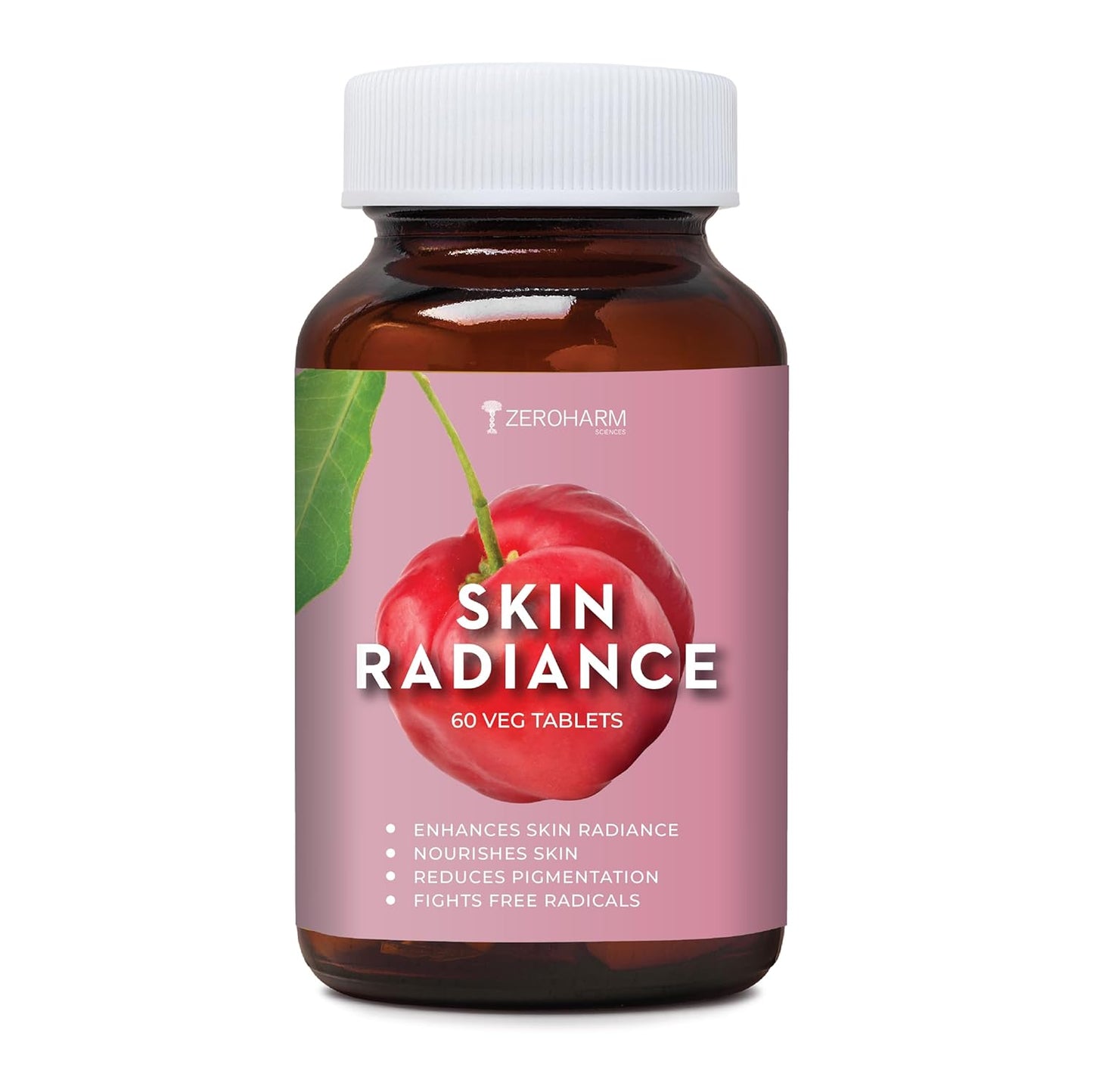 ZEROHARM Skin Radiance Tablets| 600mg with L-Glutathione, Acerola Cherry Extract for High Pigmentaion Skin| Biotin Vitamin C & E to promote Healthy Skin and Reduces Dark Spots. | 60 Veg Tablets