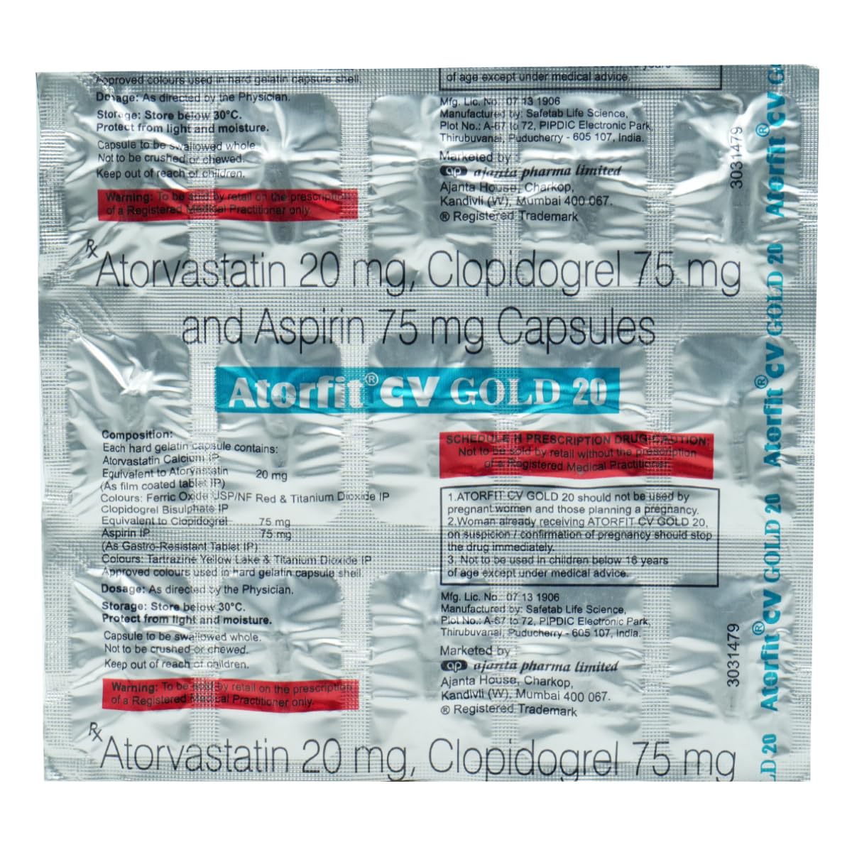 Atorfit CV Gold 20 - Strip of 15 Capsules