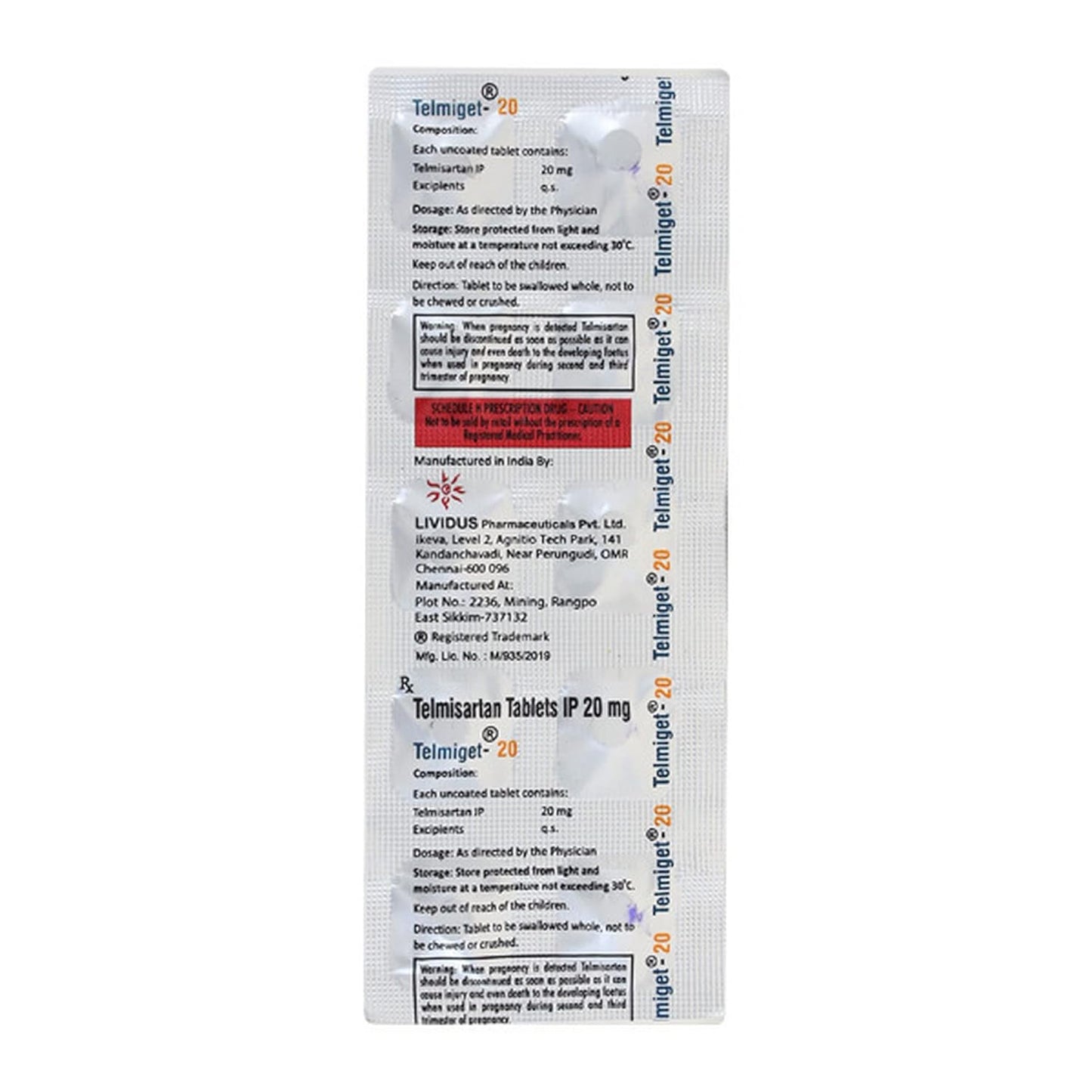 Telmiget 20MG - Strip of 10 Tablets