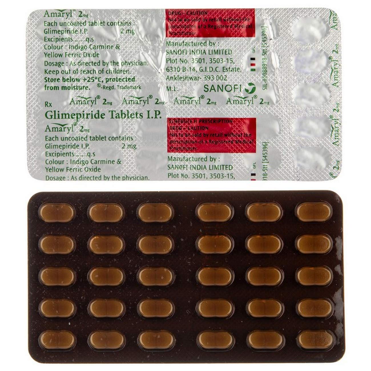 Amaryl 2 mg - Strip of 30 Tablets