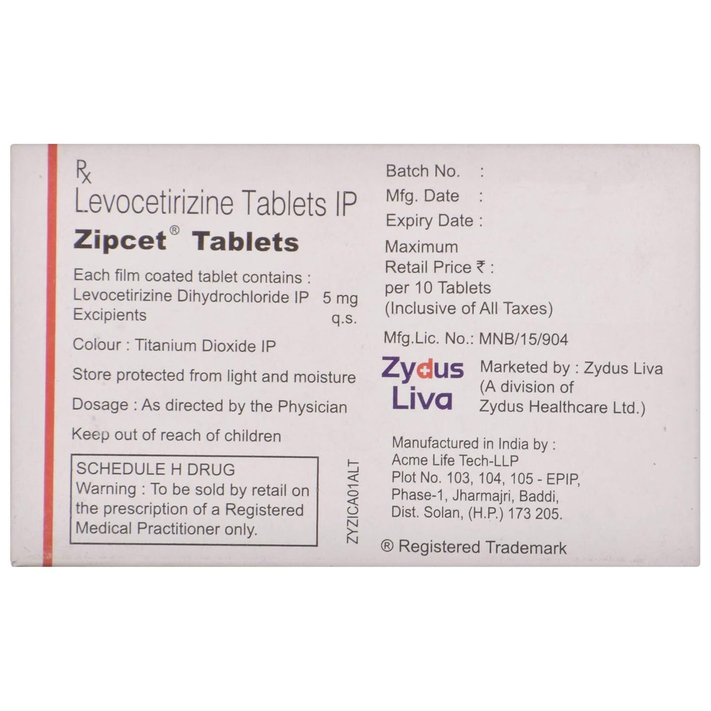 Zipcet - Strip of 10 Tablets