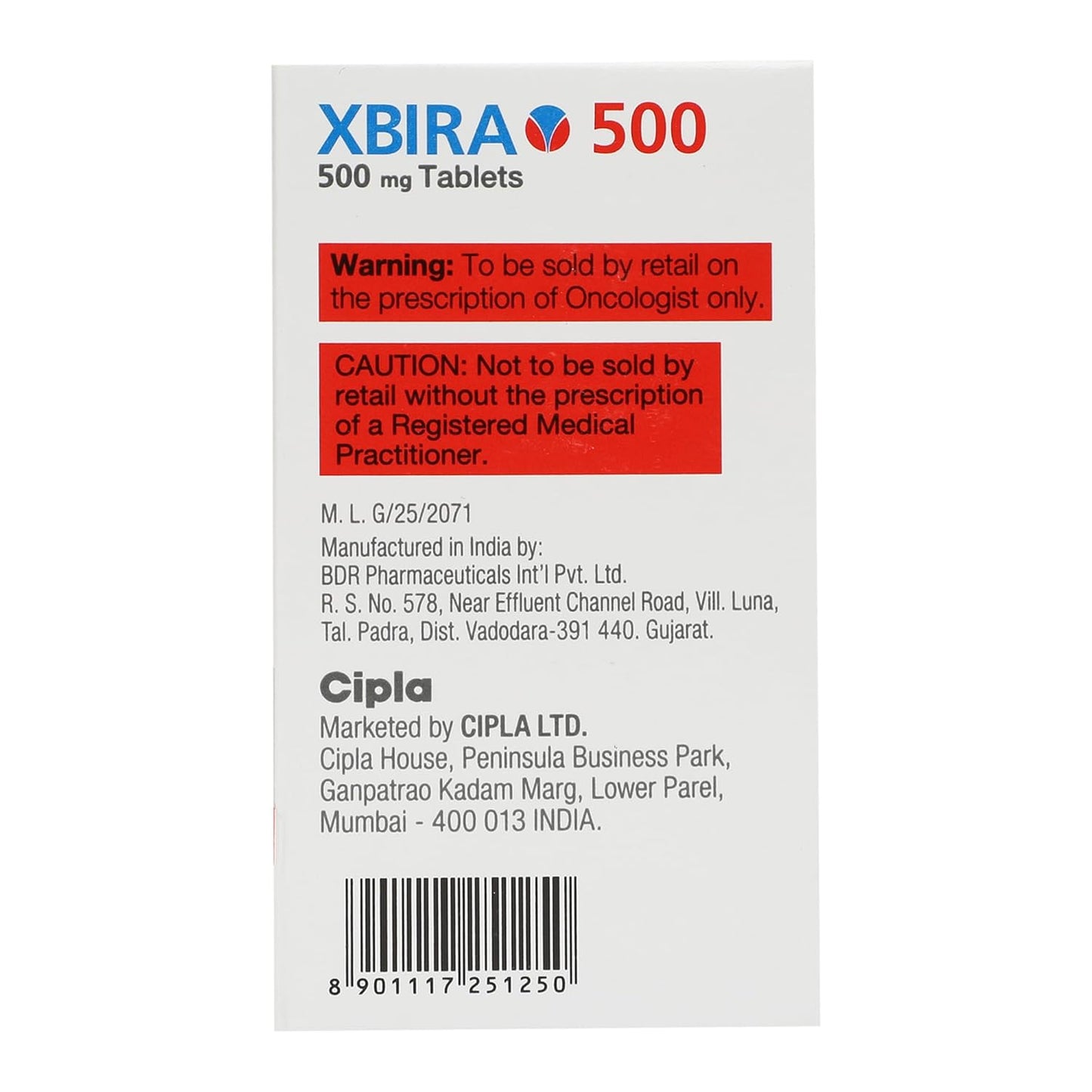 Xbira 500mg - Bottle of 60 Tablets