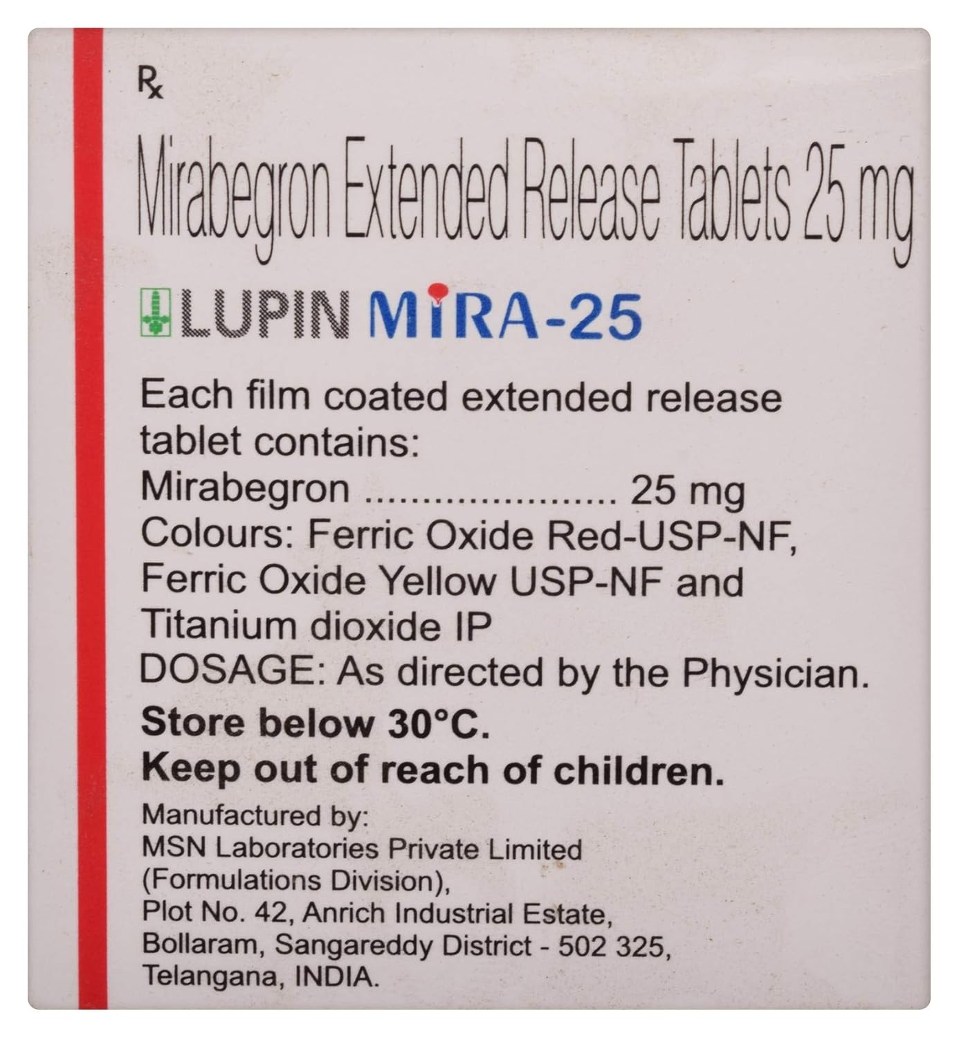 Lupin Mira-25 - Strip of 10 Tablets