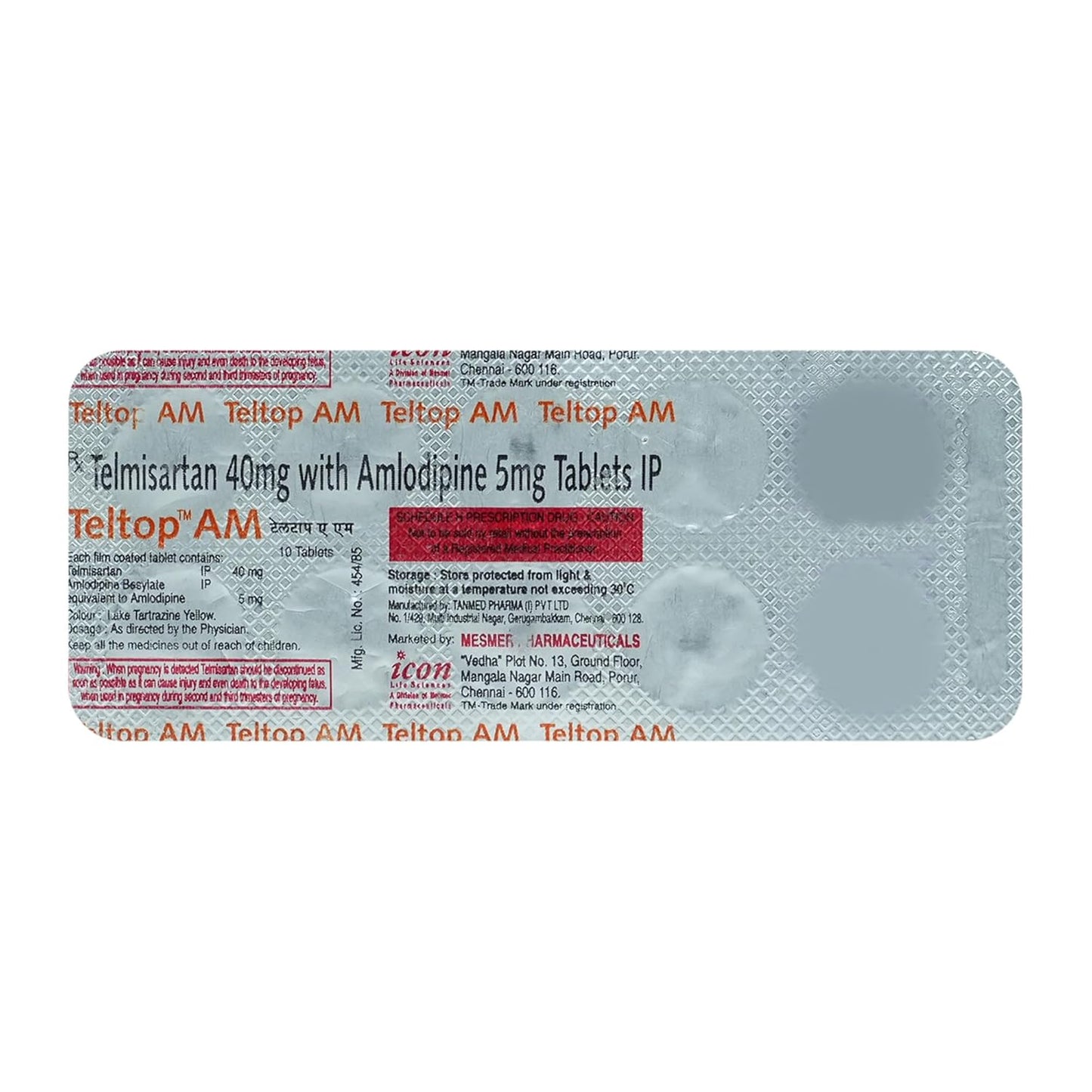 Teltop AM 40 mg/5 mg - Strip of 10 Tablets