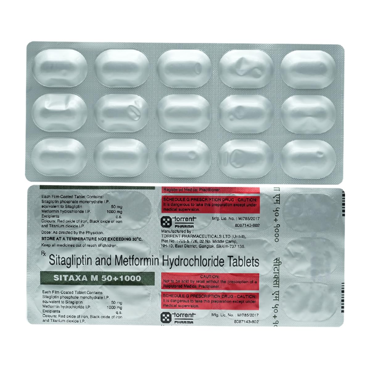 Sitaxa M 50/1000 mg - Strip of 15 Tablets