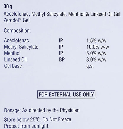 Zerodol - Tube of 30 gm Gel