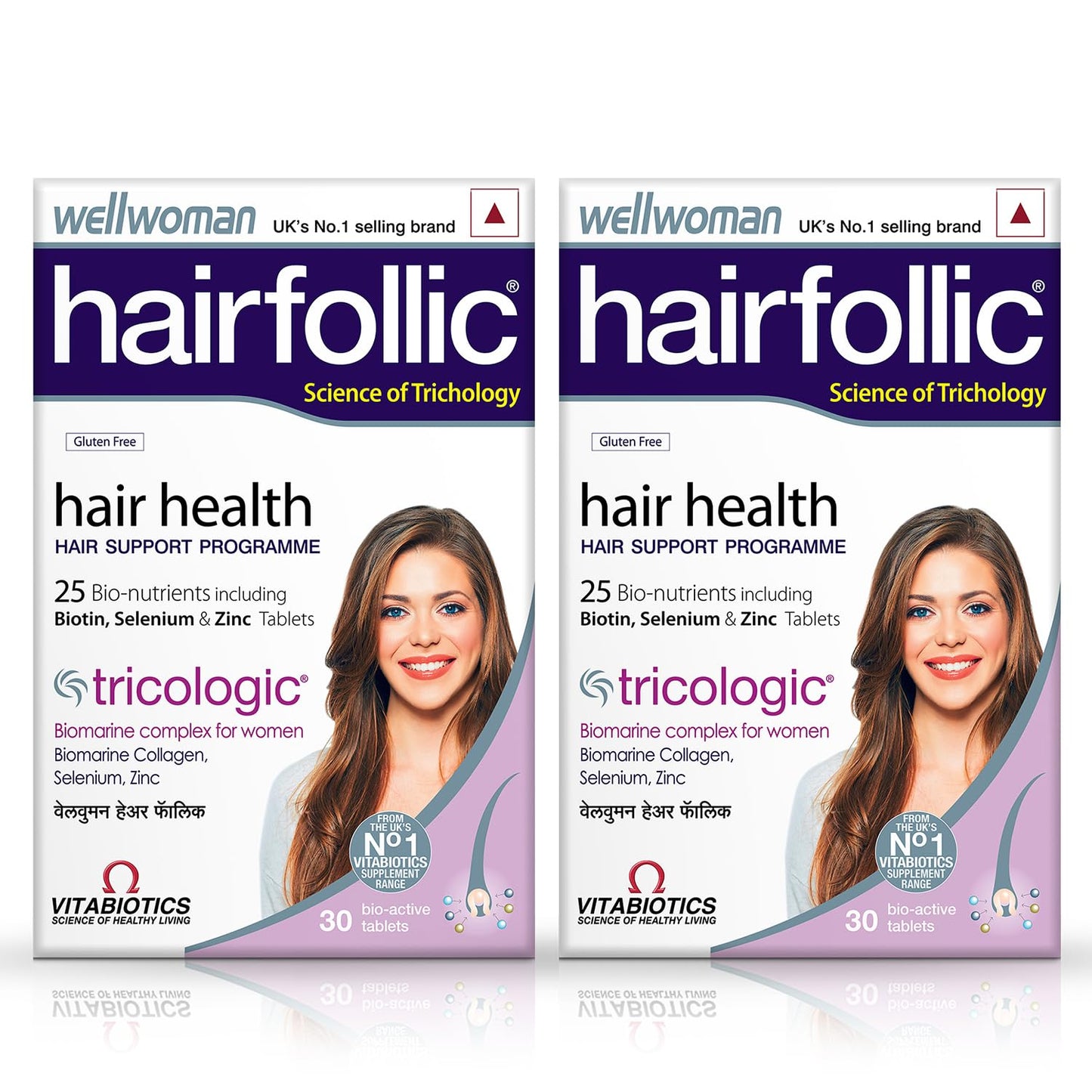 Wellwoman Hairfollic supplements with Advanced Hair Nutrition formula for Women with Biomarine collagen complex, Biotin & Zinc that support hair growth & maintain healthy hair|Nonvegetarian 30 tablets(Pack of 2)