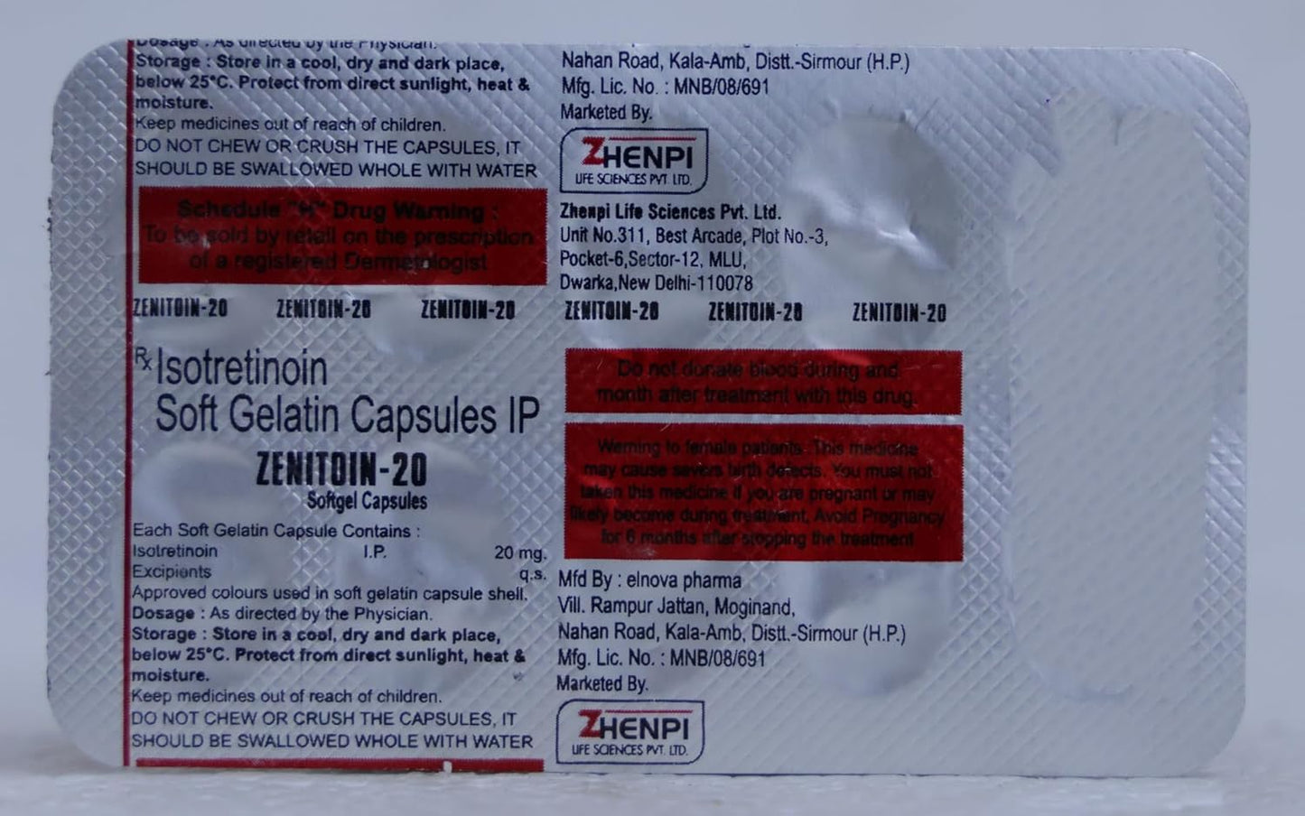 Zenitoin - 20Mg Softgel - Strip of 10 Capsules