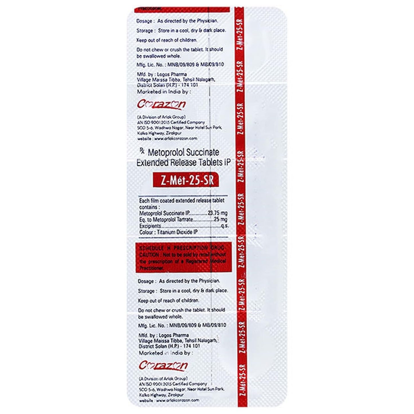 Z-Met-25MG SR - Strip of 10 Tablets