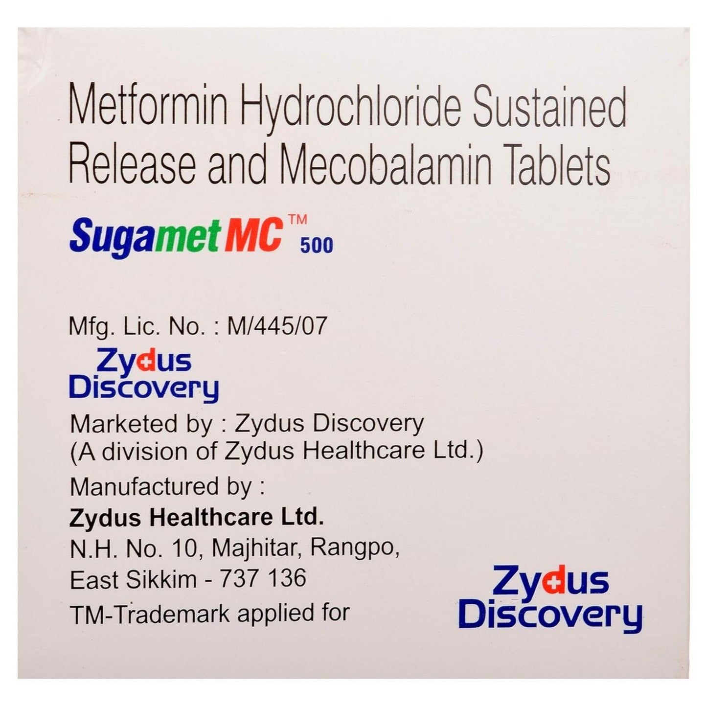 Sugamet MC 500 - Strip of 10 Tablets