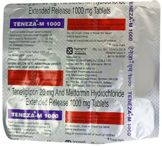 TENEZA-M 1000 - Strip of 15 Tablets