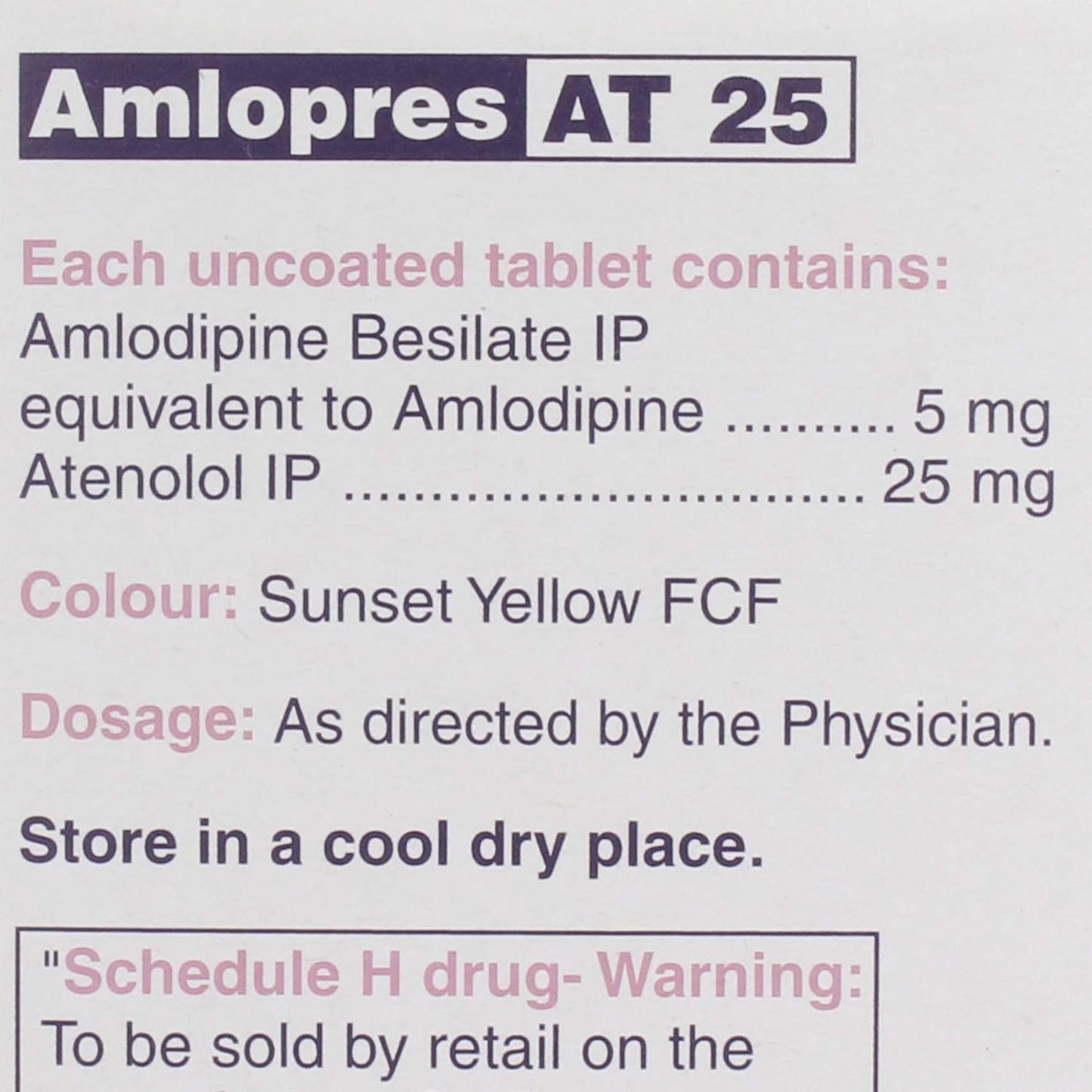 Amlopres AT 25 - Strip of 15 Tablets