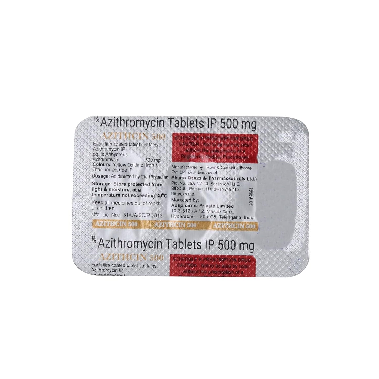 AZITHCIN 500MG (AUSPHARMA) - Strip of 3 Tablets