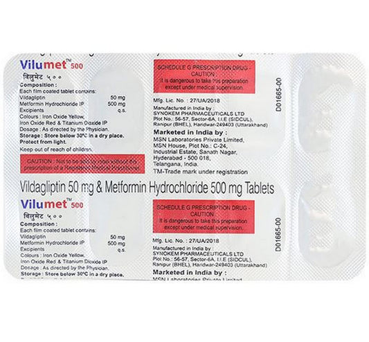 Vilumet 500/50MG - Strip of 10 Tablets