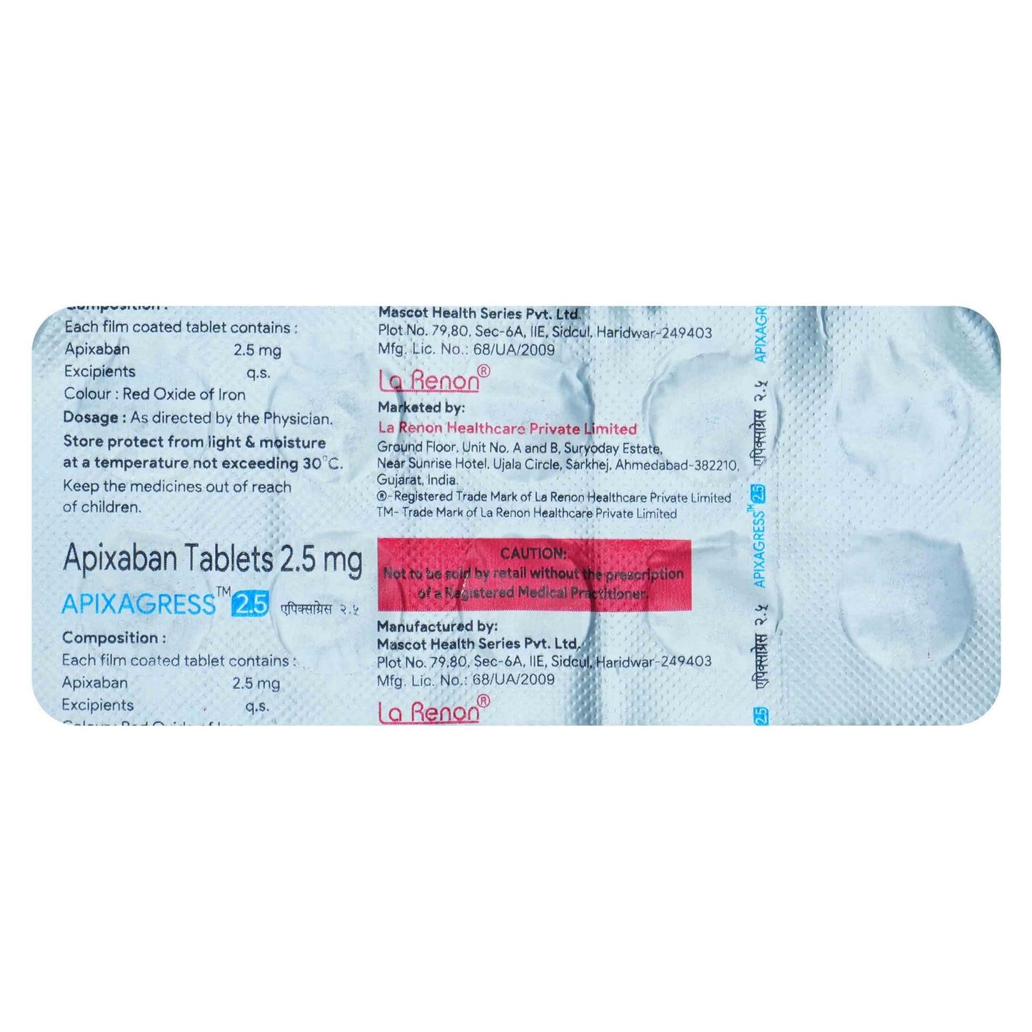 Apixagress 2.5 - Strip of 10 Tablets