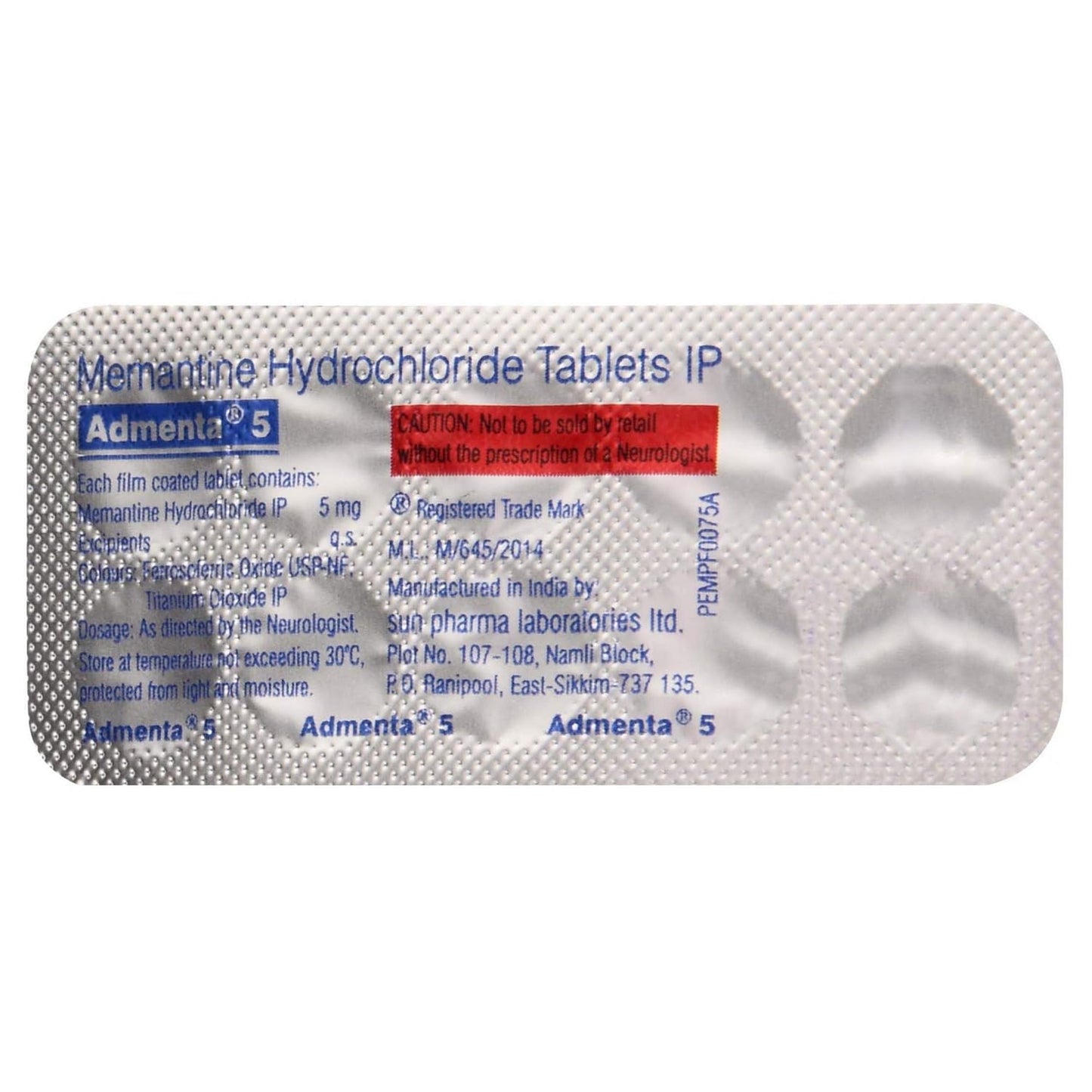 Admenta 5 - Strip of 10 Tablets