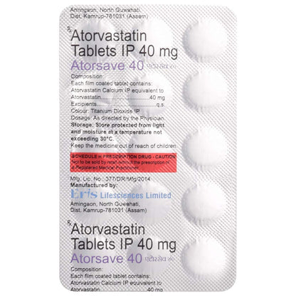 Atorsave 40 - Strip of 15 Tablets