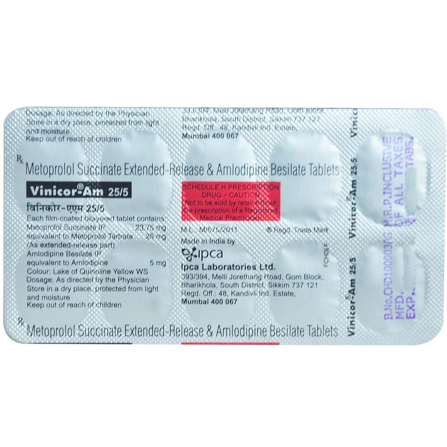 Vinicor Am 25/5 - Strip of 10 Tablets