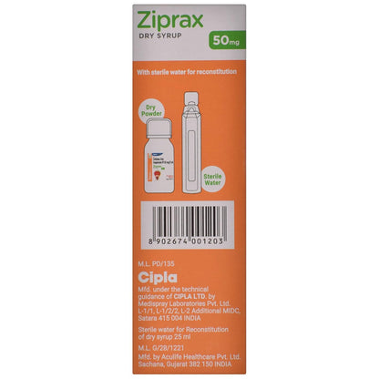 Ziprax 50 mg Strawberry Flavour - Bottle of 15g/30ml Dry Syrup