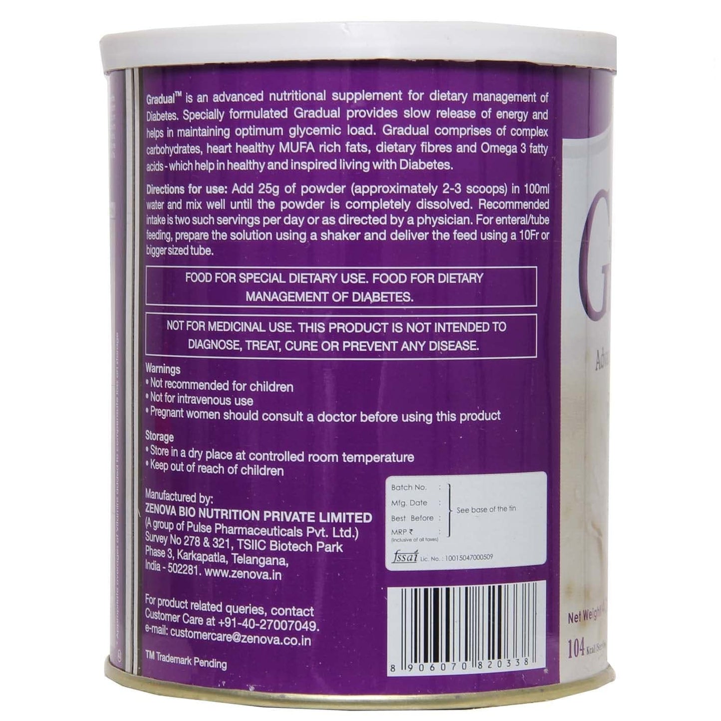 Gradual Diabetes Vanilla - Pack of 400g Powder