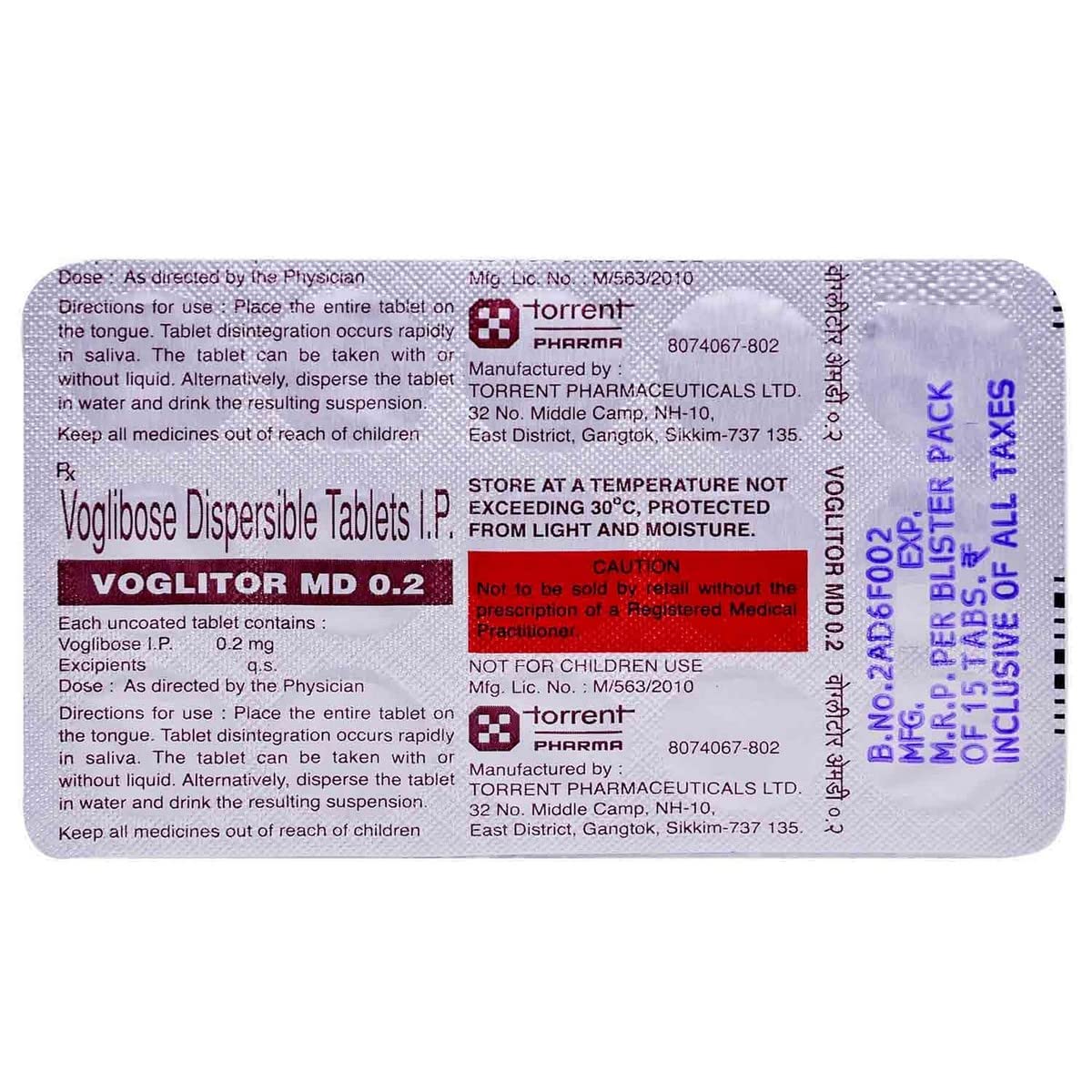 Voglitor MD 0.2MG - Strip of 15 Tablets