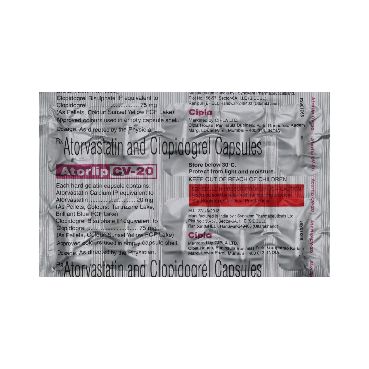 Atorlip Cv-20mg - Strip of 10 Capsules